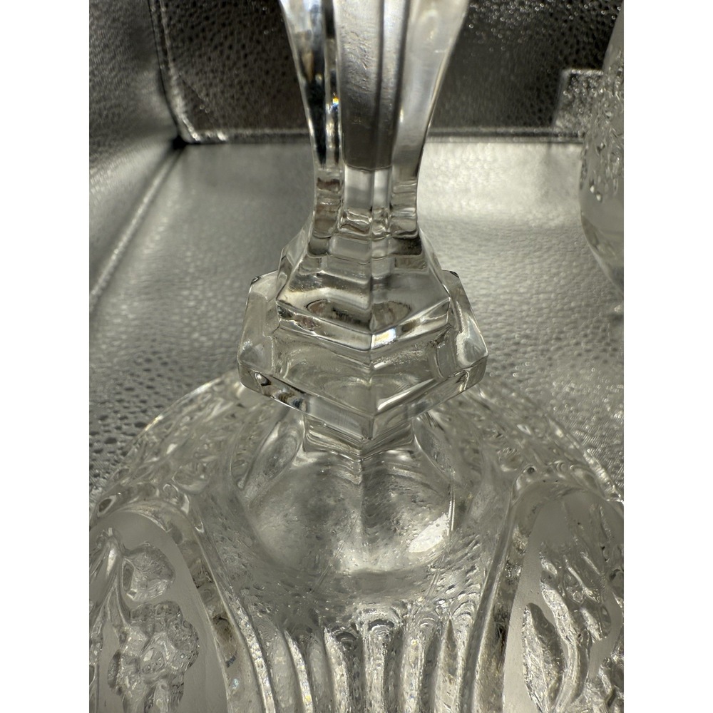 Vintage Clear‎ Cut Glass Heavy Compote 3 Footed Candy Dish w/ Steeple Lid - Picture 5 of 6